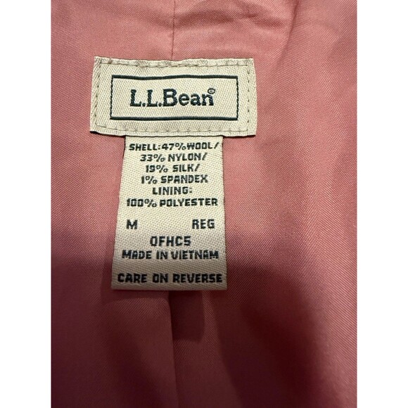 LL Bean Herringbone Tweed Blazer Size M Pink Wool Silk Office Professional - Picture 4 of 5